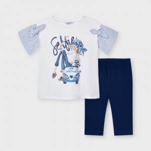 Costum cu tricou si colant din bumbac Mayoral
