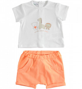 Costum din bumbac organic pentru nou nascut baiat IDO