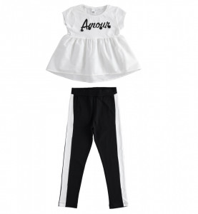 Costum fete alb cu negru, iDO