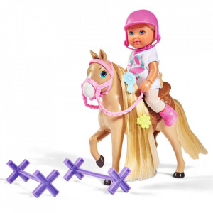 Papusa Simba Evi Love 12 cm Holiday Horse cu calut si accesorii