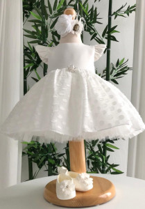 Rochie de botez spectaculoasa cu buline