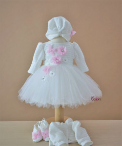 Rochiță Melisa cu floricele și tulle