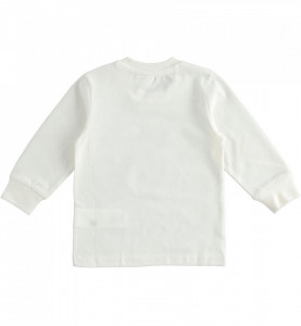 Tricou baieti alb si galben Ido din bumbac cu manseta
