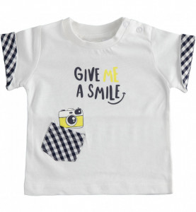 Tricou baieti Ido alb cu buzunar in carouri