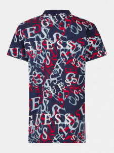Tricou bleumarin cu litere colorate de baiat Guess