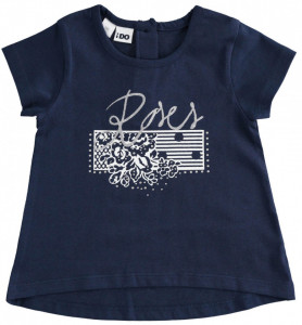 Tricou de fete bleumarin cu floricica Ido