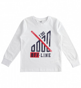 Bluza alba de baieti din bumbac IDO