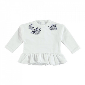 Bluza ivoire pentru fetite de 12 si 18 luni din bumbac vatuit cu deschidere pe spate IDO