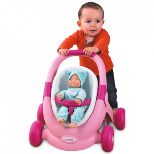 Carucior pentru papusi Smoby Minikiss 3 in 1 roz