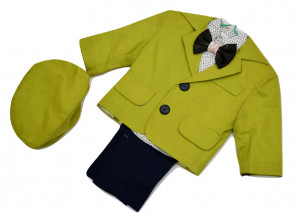 Costum botez, verde, 5 piese