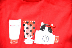 Costum pentu fetita , Ido , bumbac , rosu