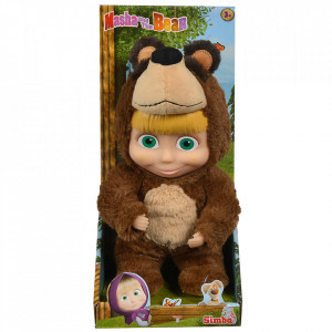 Papusa Simba Masha and the Bear 2 in 1 Masha 25 cm in costum de urs