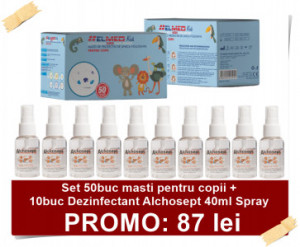 Set masca de protectie pentru copii si dezinfectant maini