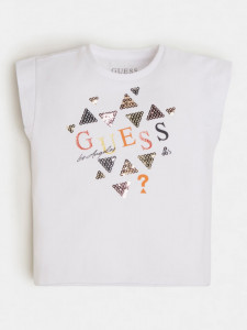 Tricou cu mânecă scurtă ivoire pentru fetițe, Guess