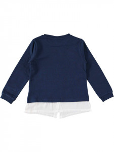 Bluza de fata din bumbac bleumarin cu alb IDO