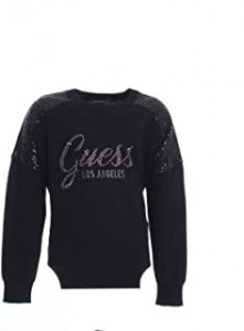 Bluza tricotata din bumbac neagra pentru fete si adolescente Guess