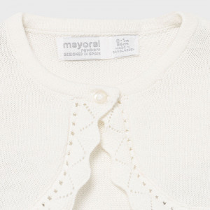 Bolero tricotat din bumbac ivoire pentru bebe fetita