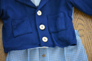 Costum cu pantalon din tercot sare si piper si albastru regal 5 piese