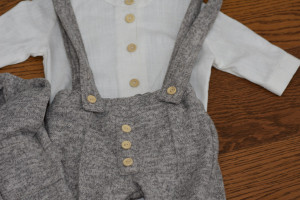 Costum de botez cu pantalon din tercot moale 4 piese