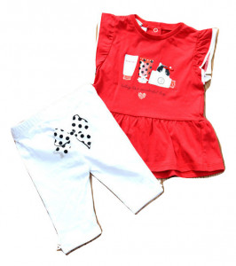 Costum pentu fetita , Ido , bumbac , rosu