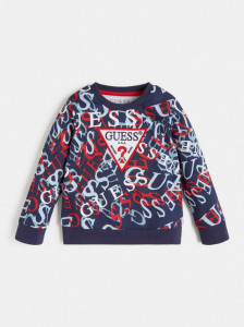 Hanorac bleumarin cu litere colorate Guess