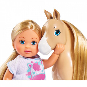 Papusa Simba Evi Love 12 cm Holiday Horse cu calut si accesorii