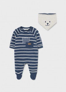 Pijama ECOFRIENDS cu bavetică și ursuleț, pentru bebe băiat, Mayoral