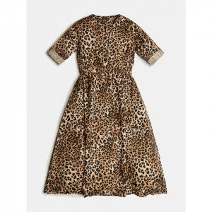 Rochie GUESS lunga animal-print din bumbac