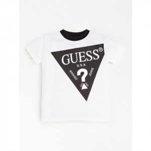 Tricou baietii adolescenti Guess de la 7 la 18 ani alb din bumbac