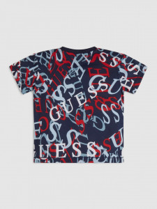 Tricou bleumarin cu litere colorate de baiat Guess