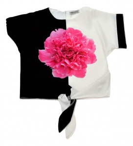 Bluza alb cu negru cu bujor