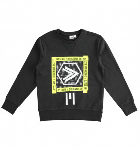 Bluza cu maneca lunga de baieti din bumbac neagra IDO
