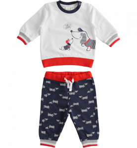Costum bebe băiat din bumbac cu cățeluși, iDO