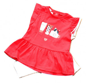 Costum pentu fetita , Ido , bumbac , rosu