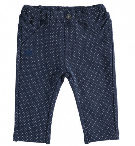 Pantaloni baieti ido bleumarin cu buline albe