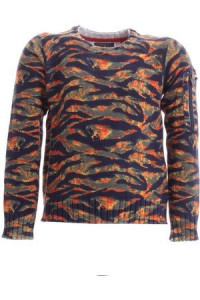 Pulover multicolor din bumbac croșetat pentru băieți, Guess