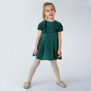 Rochie Mayoral de catifea verde cu lame auriu