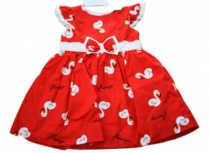 Rochie pe fond rosu cu lebede