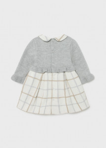 Rochie tricot combinată cu fundiță în talie, nou-născut fată, Mayoral