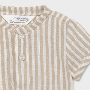 Set pantalon scurt bretele si camasa tunica din in de nou nascut Mayoral