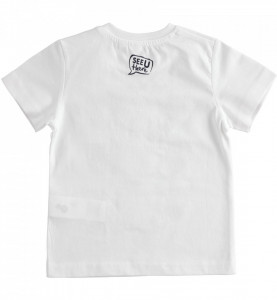 Tricou alb cu paiete reversibile semafor din bumbac IDO
