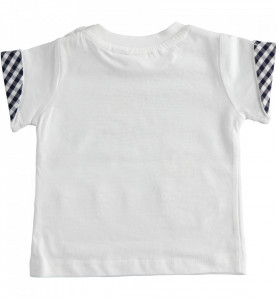 Tricou baieti Ido alb cu buzunar in carouri