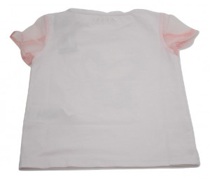Tricou Guess alb cu manecute roz