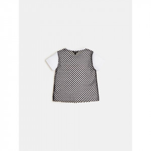 Tricou Guess alb cu spatele negru in contrast si scris roz din bumbac