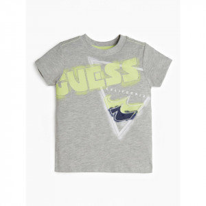Tricou GUess gri cu scris verde