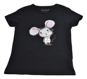 Tricou negru Guess cu soricel