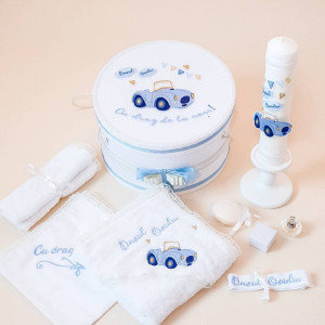 Trusou pentru botez cu cutie si lunamare tema masinuta