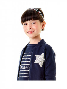 Bluza de fata din bumbac bleumarin cu alb IDO