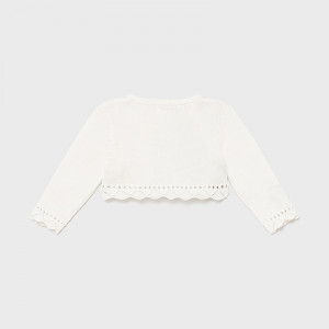 Bolero tricotat din bumbac ivoire pentru bebe fetita