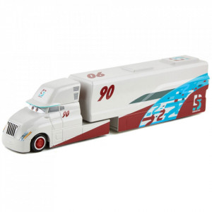 Camion Disney Cars by Mattel Ponchy Wipeout Hauler din metal cu masinuta